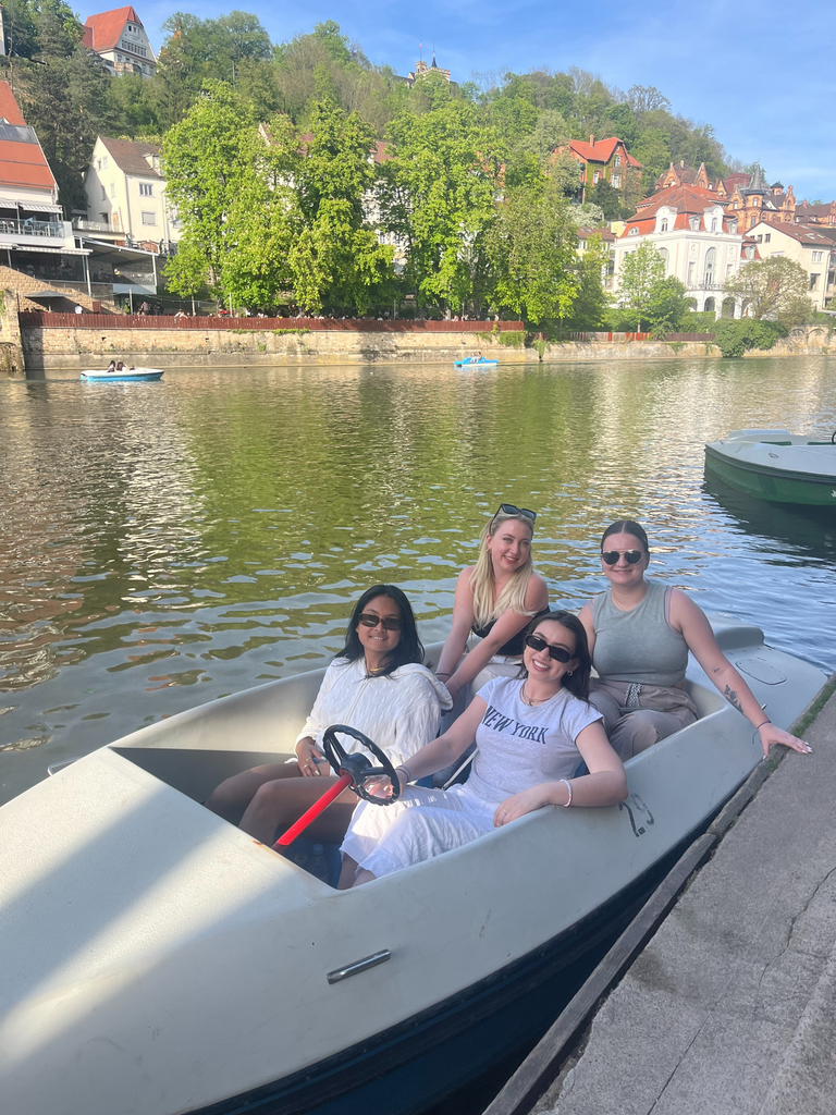 Bella and friends on a boat
