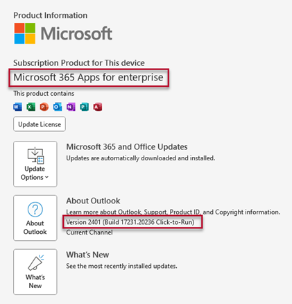 A screenshot of the settings menu in Microsoft Outlook