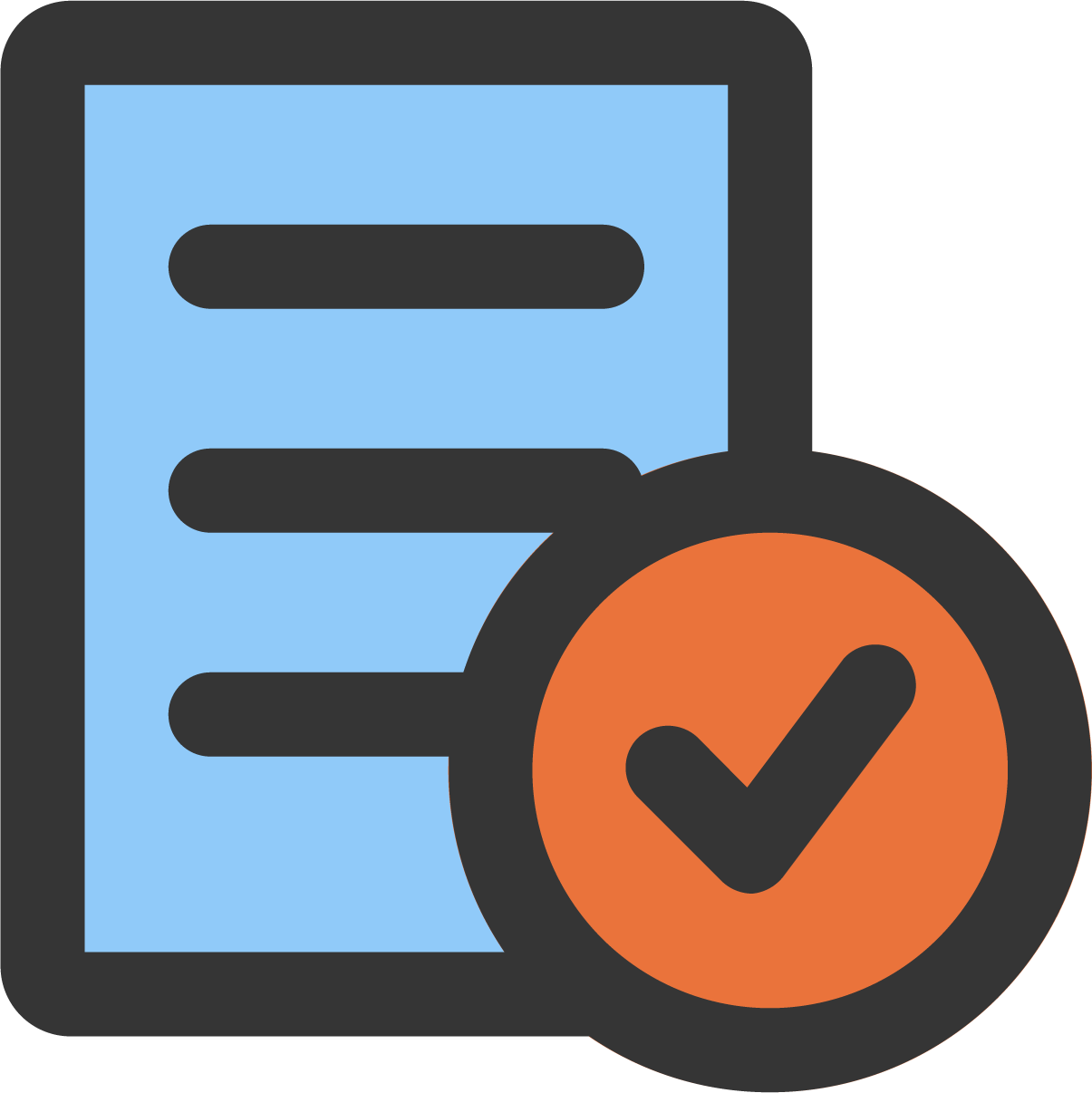 A bronze checkmark superimposed on an image of a document.