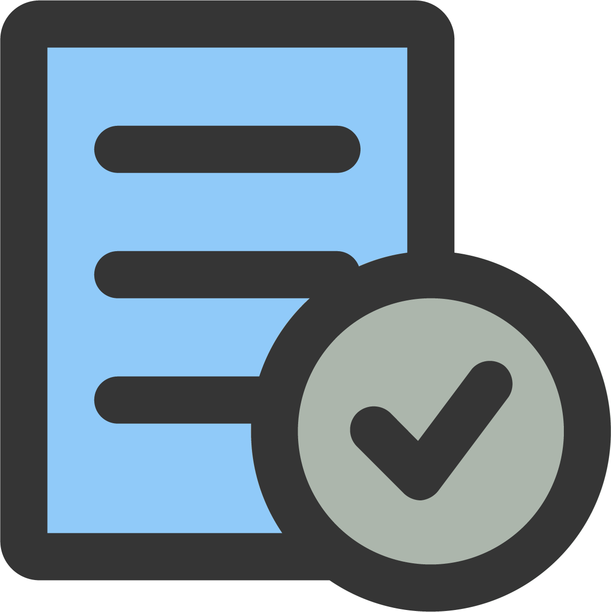 A silver checkmark superimposed on the image of a document.