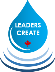 "The LEADERS-CREATE logo, a raindrop with the name inside of it"