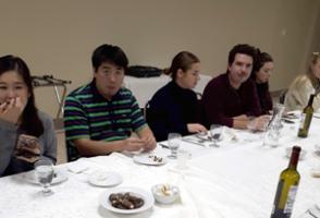 Students eating dinner