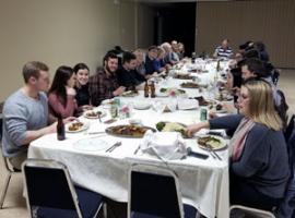 Students eating dinner