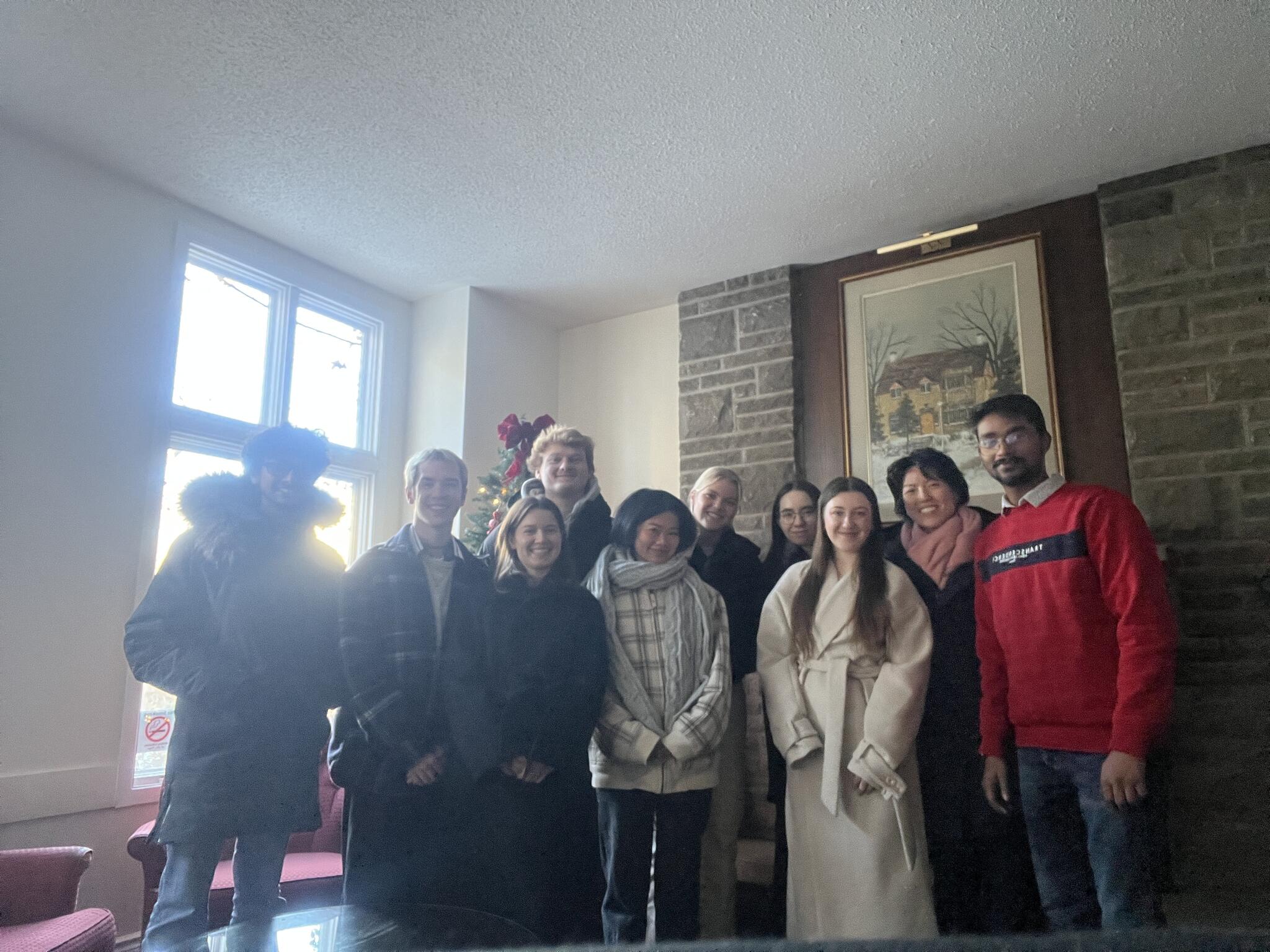 Immanuel, Jack, Ciara, Duncan, Sarah, Riley, Kayla, Abby, Lucia, and Shivam at group lunch