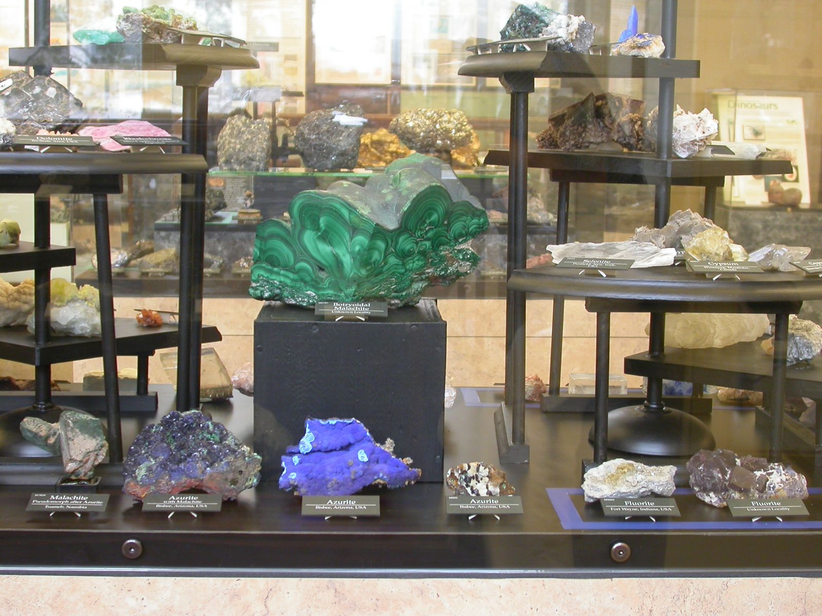malachite in display case