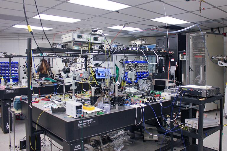 Testing photonic integrated circuits in Shastri Lab.