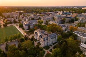 aerial view of Queen's campus.