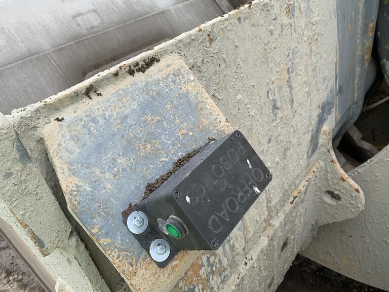 FragX sensor on loader bucket.