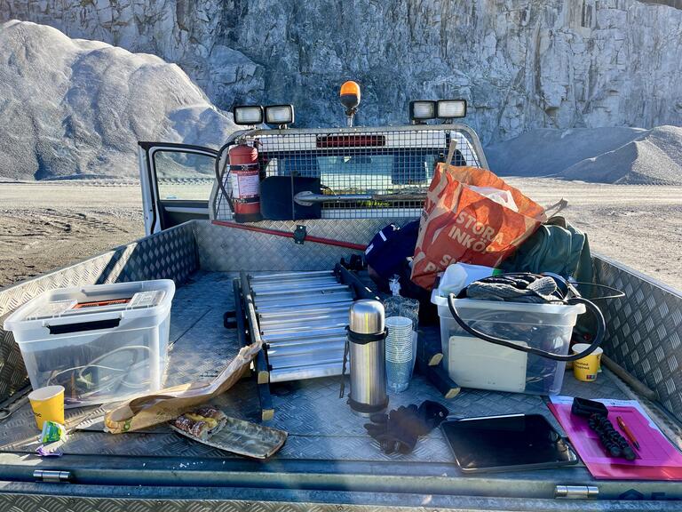 Fika while doing field work at Eker quarry.