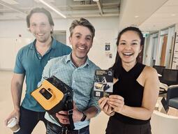 Stuart, Josh, and Shelby of RockMass with Gen2 device.