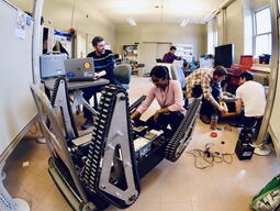 Team working at Offroad Robotics lab in Jackson Hall