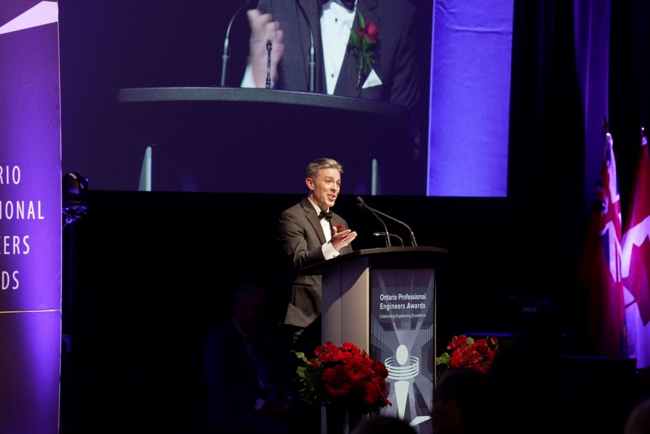 Josh giving his acceptance speech.