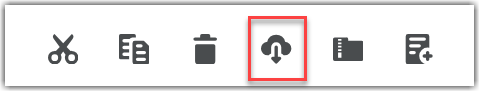 A screengrab of the manage files toolbar with a red box around the download icon that is a cloud with an arrow pointing downward.