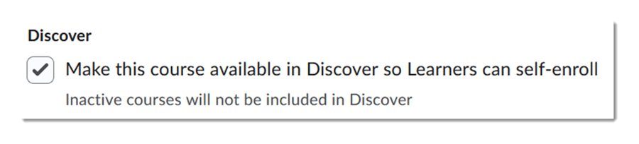 Check this box to make your course available in Discover