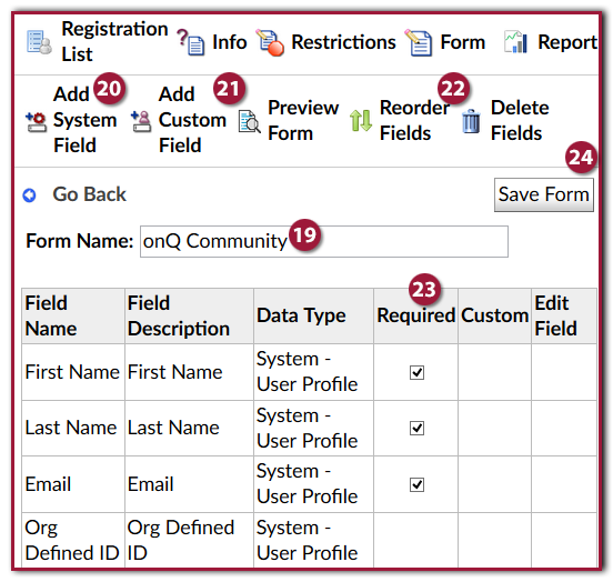 "Screenshot of Form Tab Options and Settings"