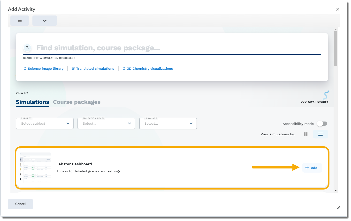 Add Labster dashboard link