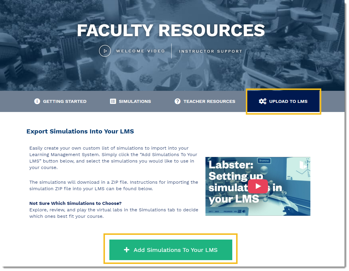 "Screenshot of Labster faculty resources page"