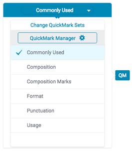 "QuickMarks commonly used dropdown list"
