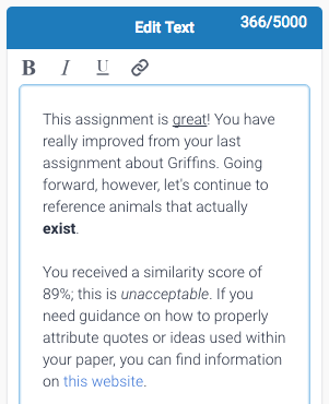 "Screenshot of text comment example"