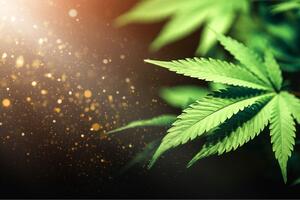 Photo of cannabis leaf under a ray of sunlight