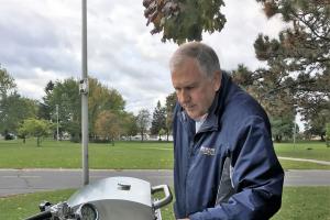 Andrew Kular, Founder of AirStoveOne, demonstrates how his invention works.