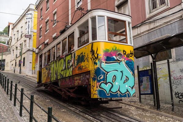 Street car covered in graffiti