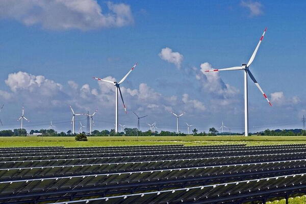 Wind turbines and solar panels