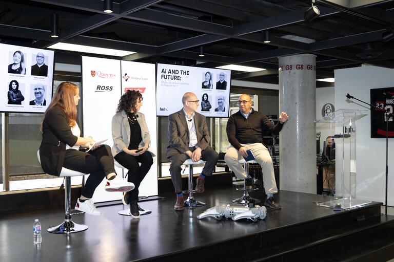 Ramzi Asfour, Associate Director of Ingenuity Labs (far right) participates in the AI and the Future Panel