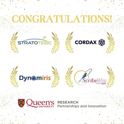 Slide with logos of companies receiving grant funding