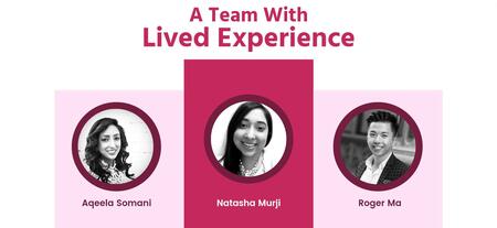 Headshots of the Nephron.Health founders: Aqeela Somani, Natasha Murji and Roger Ma