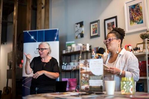 Martha Wlliams speaking at the WE-CAN event