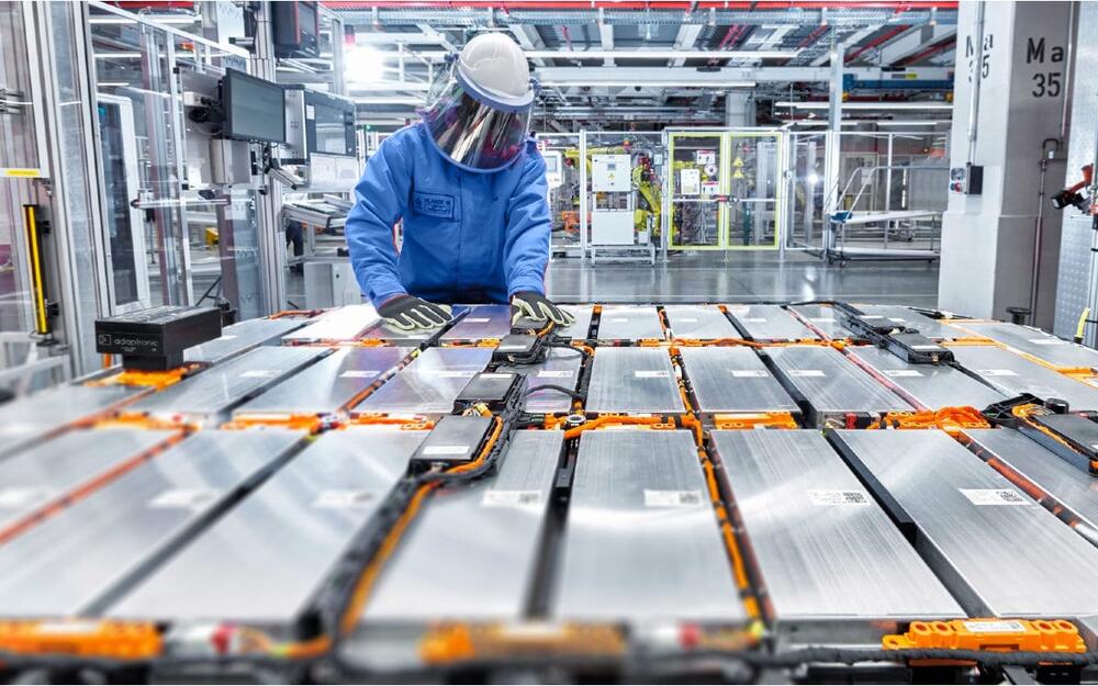 Battery production stock image