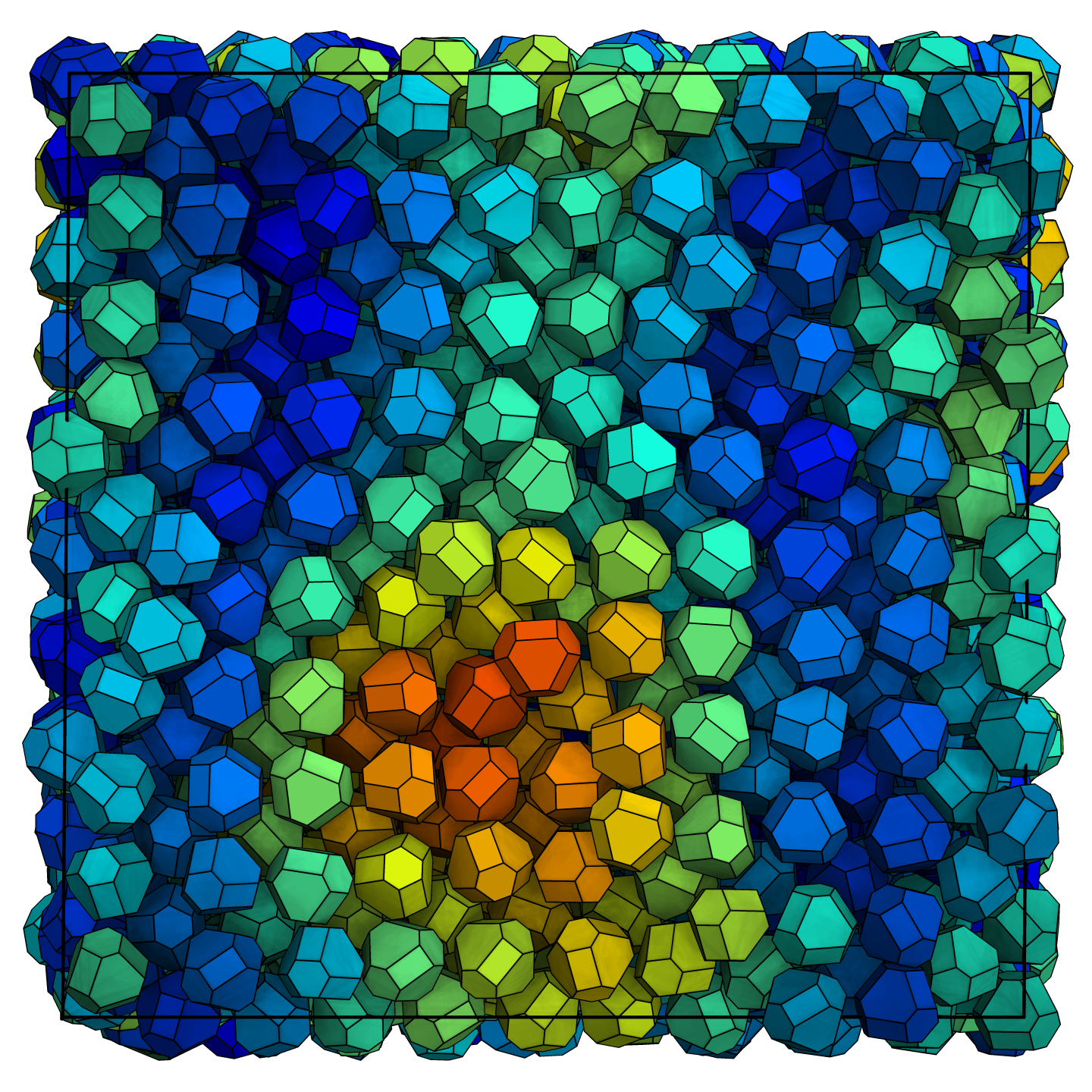 A colloidal crystal undergoing a solid–solid transition.