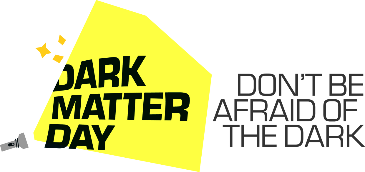 Dark Matter Day logo and Don't be Afraid of the Dark theme
