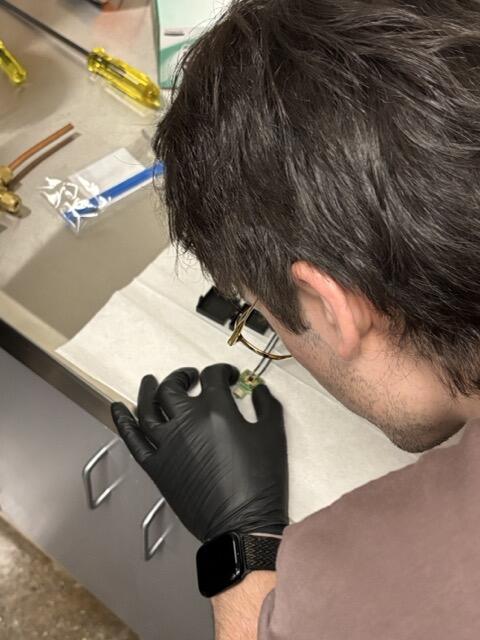 Jacob puts on a sample