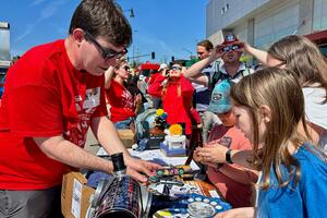 Visitors who successfully visited each planet on a walk through a scale-model solar system stretching the full length of Tragically Hip Way could choose either a space-themed bookmark or a slap bracelet as a prize