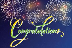 Image of fireworks and congratulations text