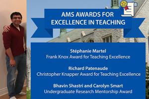 Prof. Bhavin J. Shastri receiving the AMS Award for excellence in teaching