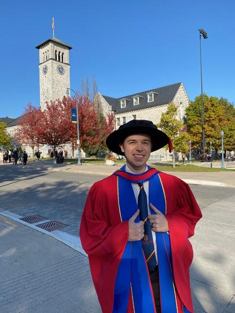 Connor Stone, just across from Grant Hall, Queen's University on his graduation day.
