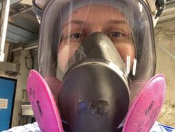 The personal protective gear worn while loading PPO into the LAB scintillator