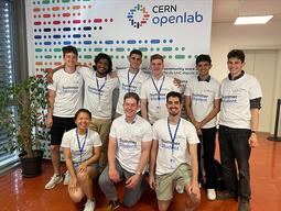 First day at CERN with my fellow openlab round 1 students. (Nathan, center first row).