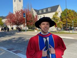 Connor Stone, just across from Grant Hall, Queen's University on his graduation day.