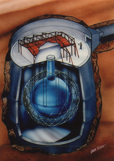 Artist Garth Tetsen's impression of the SNO detector