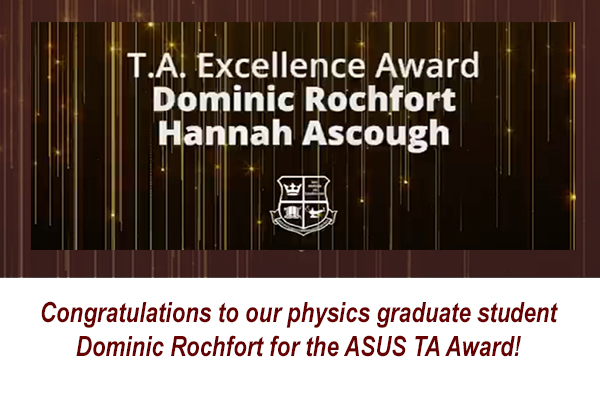 Dominic Rochfort receives TA Excellence Award