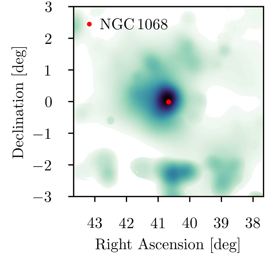 The skymap of high-energy neutrinos around NGC 1068