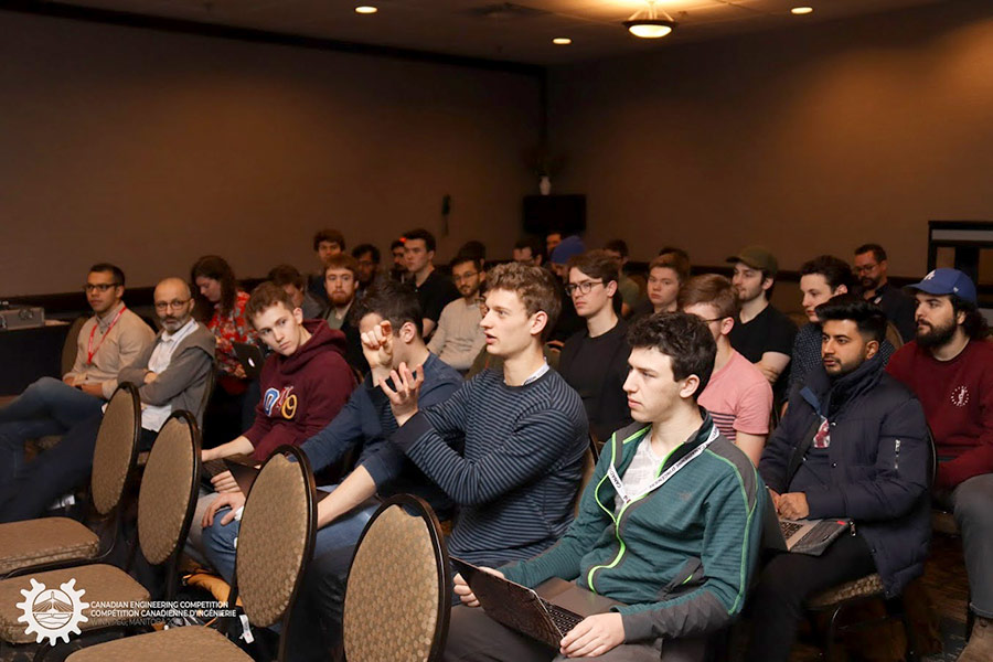 Members of the Queen's engineering team at the 2020 Canadian Engineering Competition (CEC) in Manitoba.