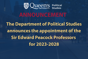 graphic of Peacock prof announcement