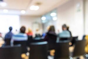 blurred image of presentation in classroom