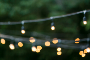 string lights at dusk