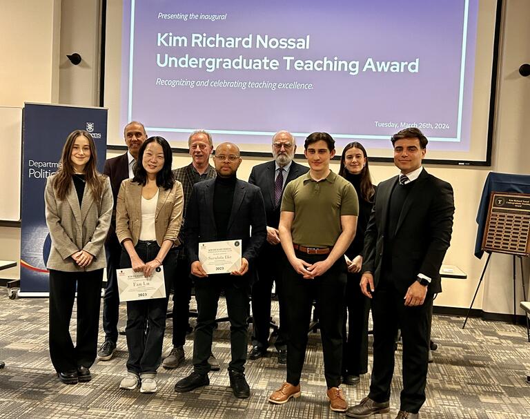 Award recipients with DSC representatives, Kim Richard Nossal, Jonathan Rose, and Wayne Cox